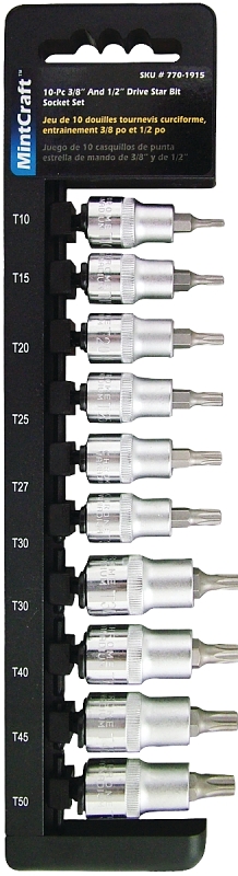 SOCKET SET STAR 3/8 1/2DR 10PC