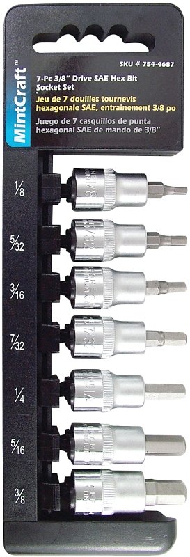 SOCKET SET HEX SAE 3/8DR 7PC  