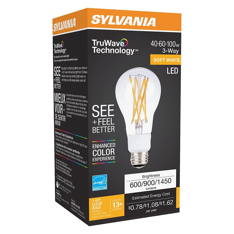 BULB LED 3WAY CLEAR SFTWHT 13W