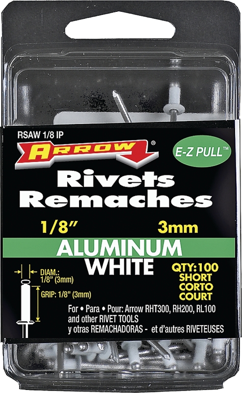 RIVET SHORT ALUM WHT 1/8X1/8IN