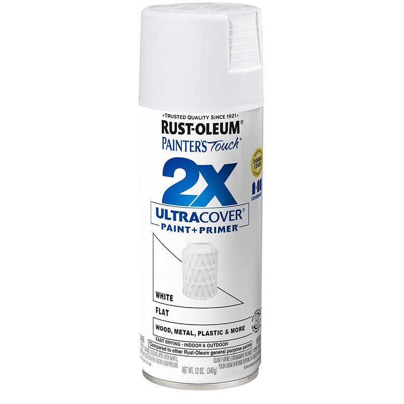 PAINT SPRAY 2X FLAT WHITE 12OZ