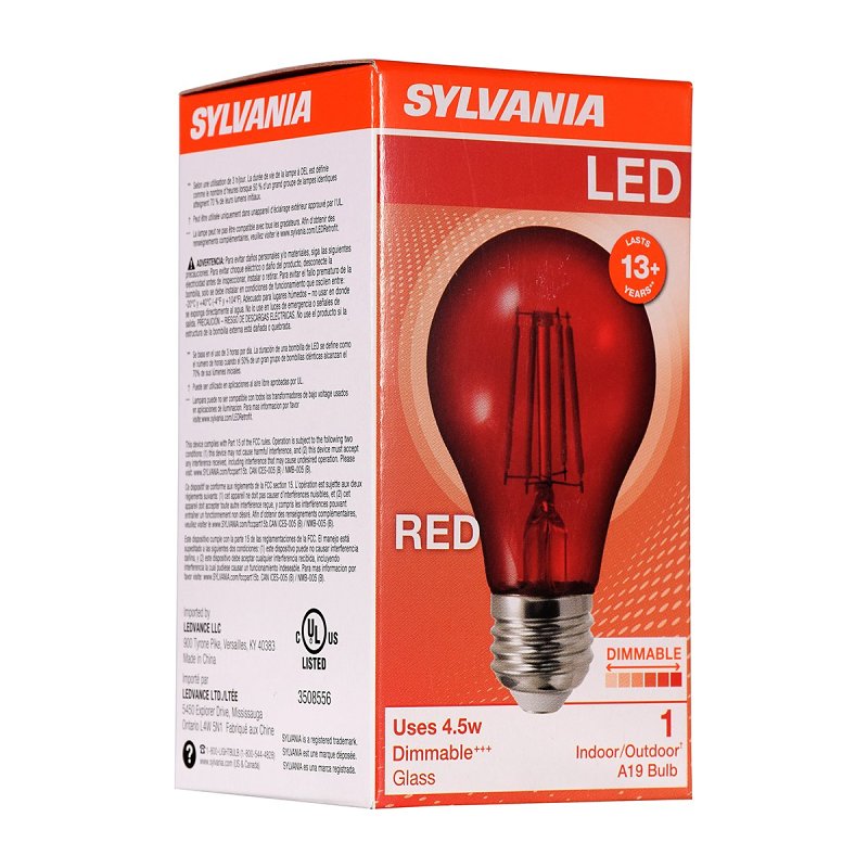 LED 4.5W A19 DIM MED RED      