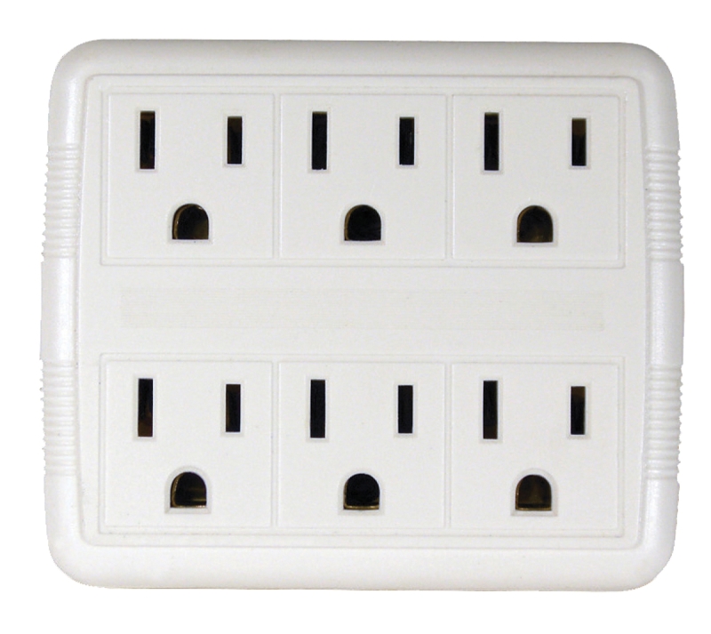 [7843006] TAP DUPLEX TO 6OUTLET GND WHT 