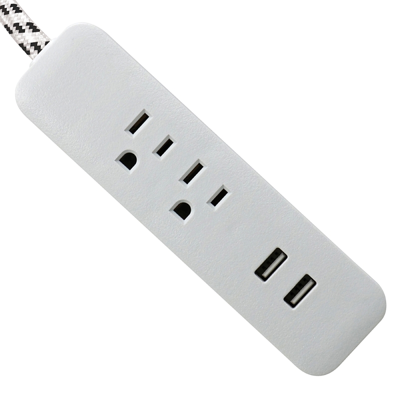 CORD 2OTLT/2USB PLTNM&WHT 6FT 