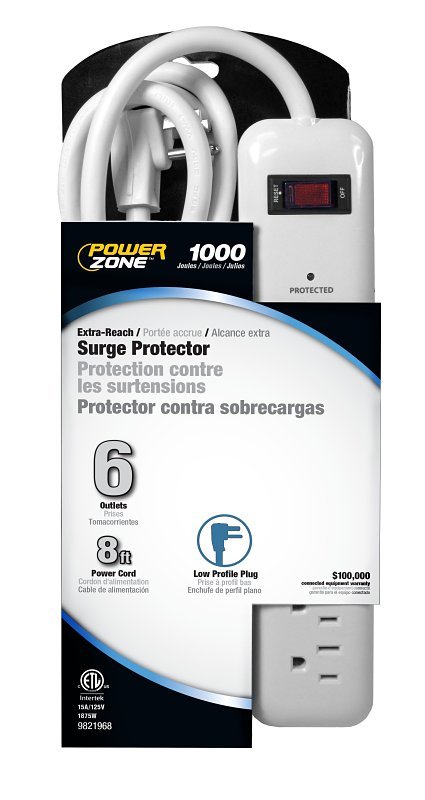 STRIP SURGE 6OUT 1000J 8FT WHT