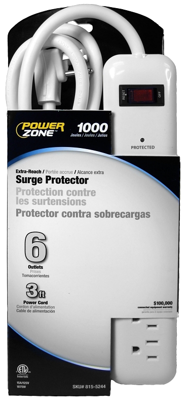 STRIP SURGE 6OUT 1000J 8FT WHT