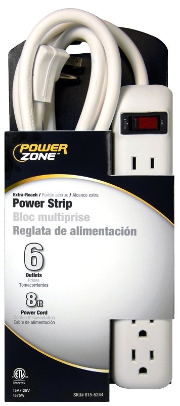 [7958085] STRIP 6OUT SAFETY 8FT CORD WHT