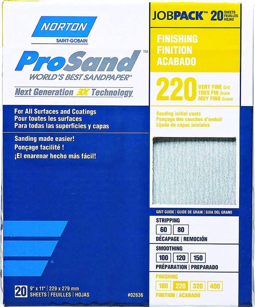 SANDPAPER AL OXD 220GRT 9X11IN