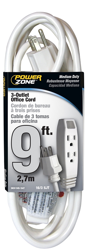 CORD EXT WHITE 3OUT 9FT OFFICE