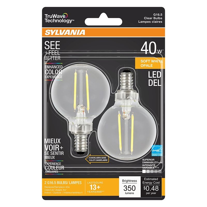 BULB LED G16.5/C CLR SFTWHT 4W