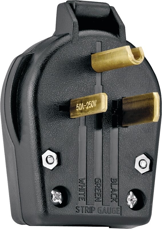 PLUG 3WIRE GROUND ANGLE BLACK 