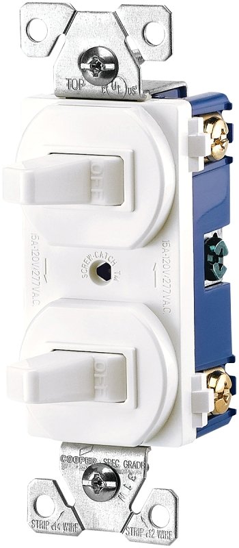 SWITCH 2TOGGLE 1P/1P GRD WHITE