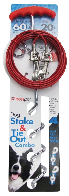 TIE OUT SPIRAL STAKE/CABLE    