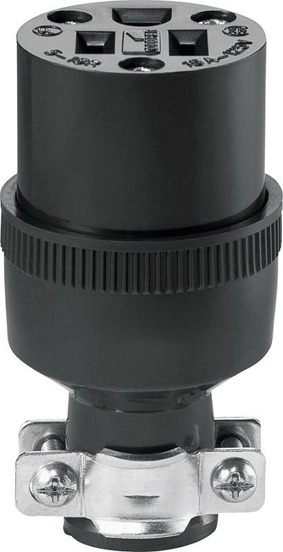 CONNECTOR W/CRD CLMP 15A 125V 