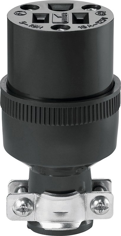 CONNECTOR W/CRD CLMP 15A 125V 