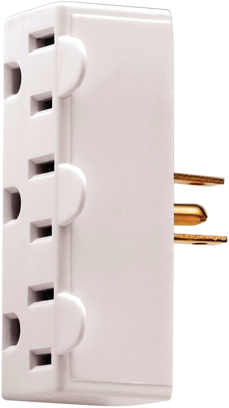 TAP 3OUTLET GND 2P3W PLAST WHT