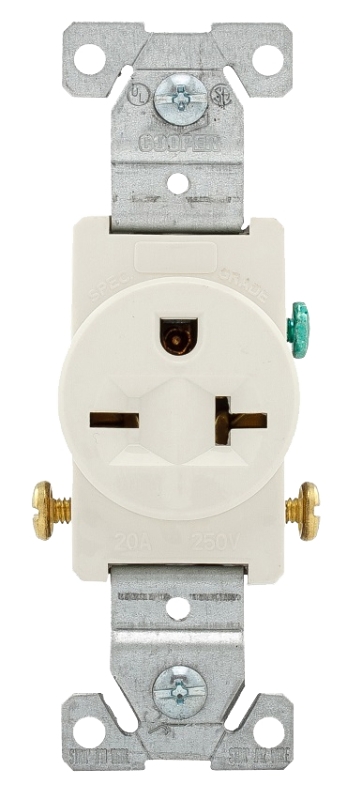 RECEPTACLE SGL LT ALMOND 250V 