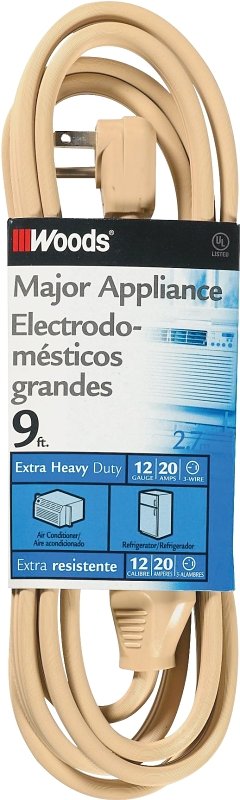 CORD EXT AC 20A 12/3X9FT BGE  