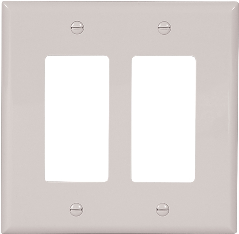 WALL PLATE 2 GANG DECR MID WHT