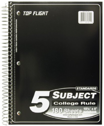NOTEBOOK WIRED CR 5SUB 180 CT 