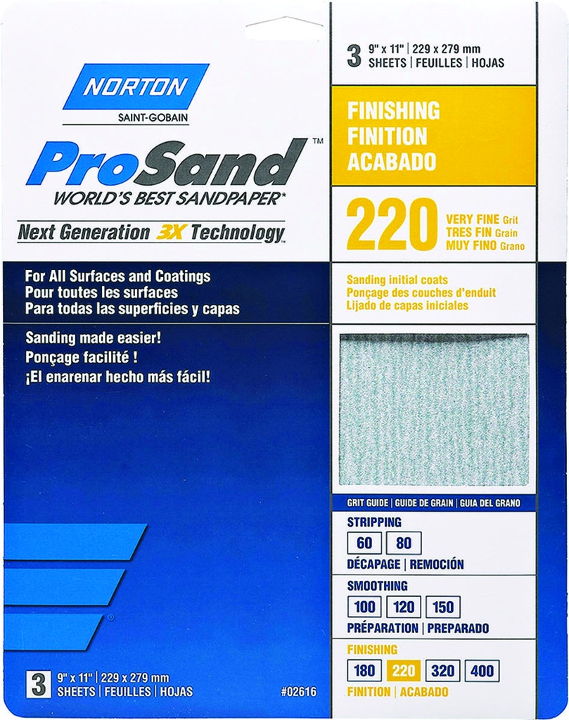 SANDPAPER AL OXD 220GRT 9X11IN
