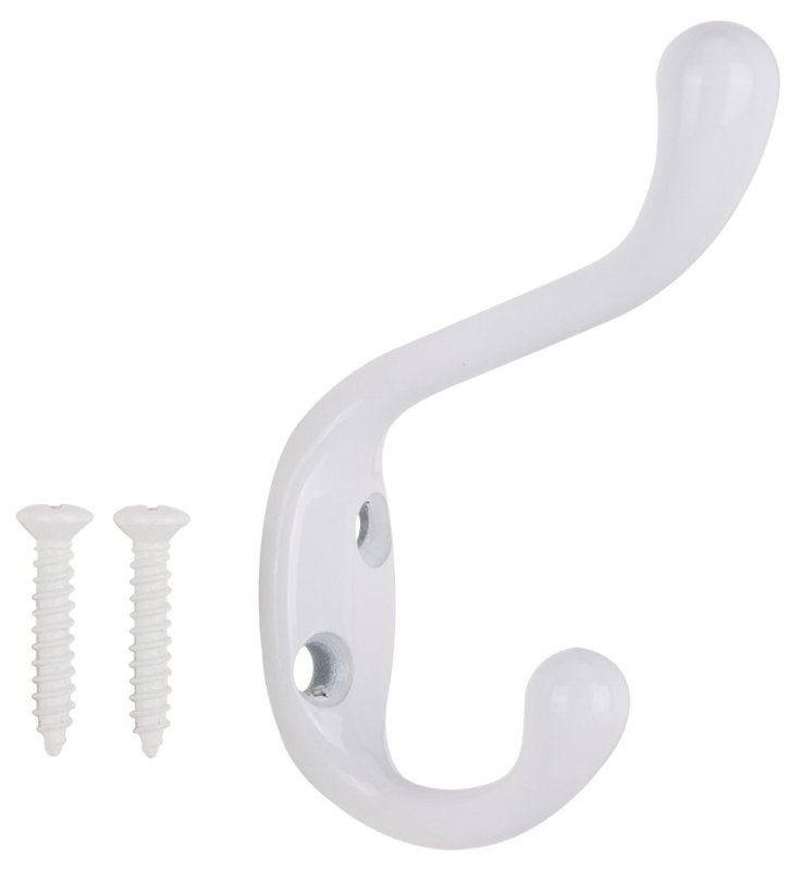 HOOK COAT/HAT HD WHT ZINC DIE 