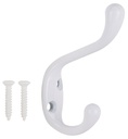 HOOK COAT/HAT HD WHT ZINC DIE 