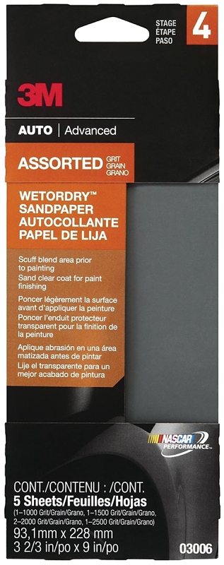 SANDPAPER W/D ASST 3-2/3X9IN  