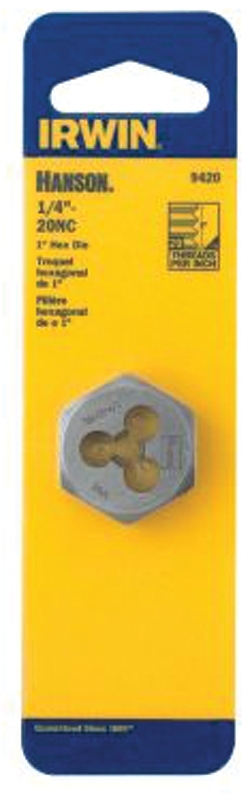 DIE HEXAGON 1/4IN-20NC STEEL  