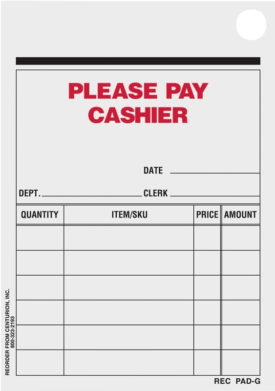 MANUAL RECEIPT 3INX4.25IN     