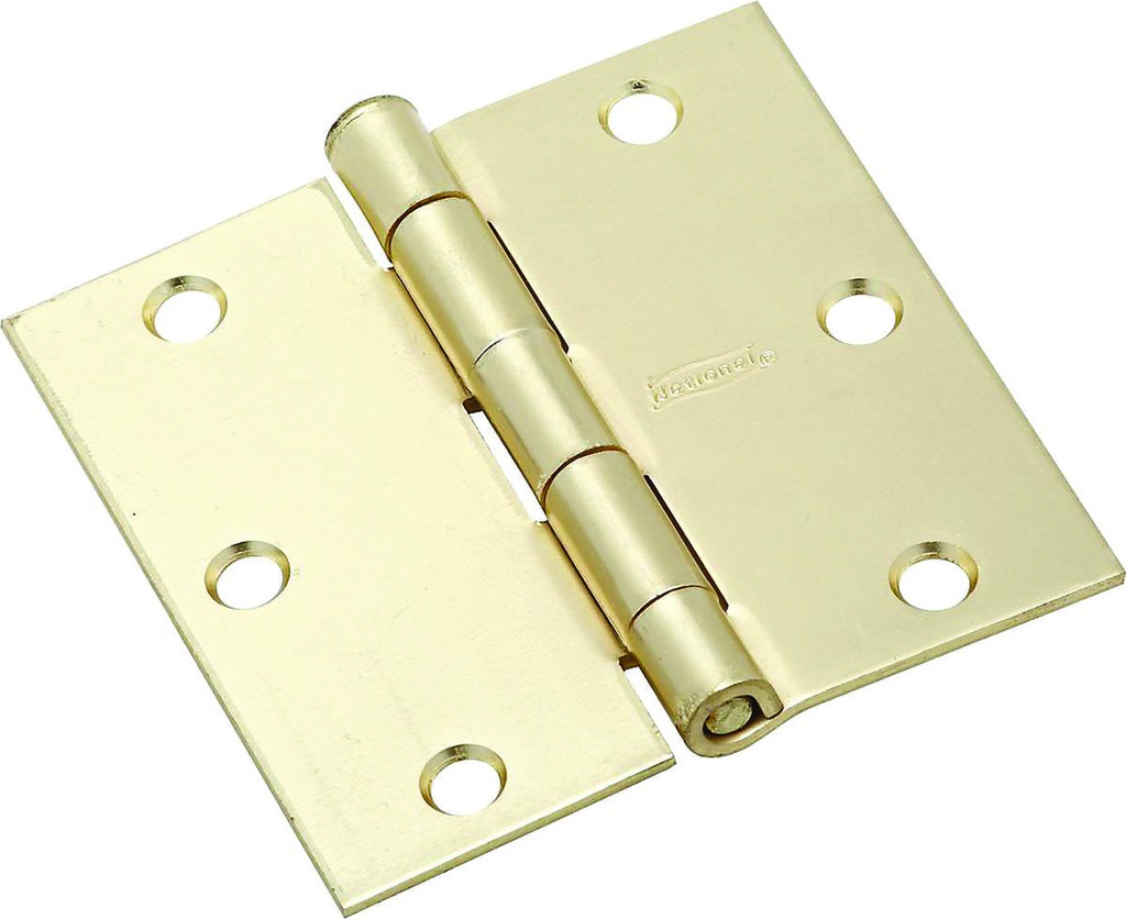 HINGE DOOR 3IN SQ CNR BRASS   
