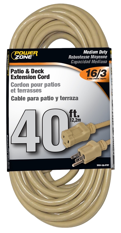 CORD EXT OUTDOOR 16/3 40FT BGE