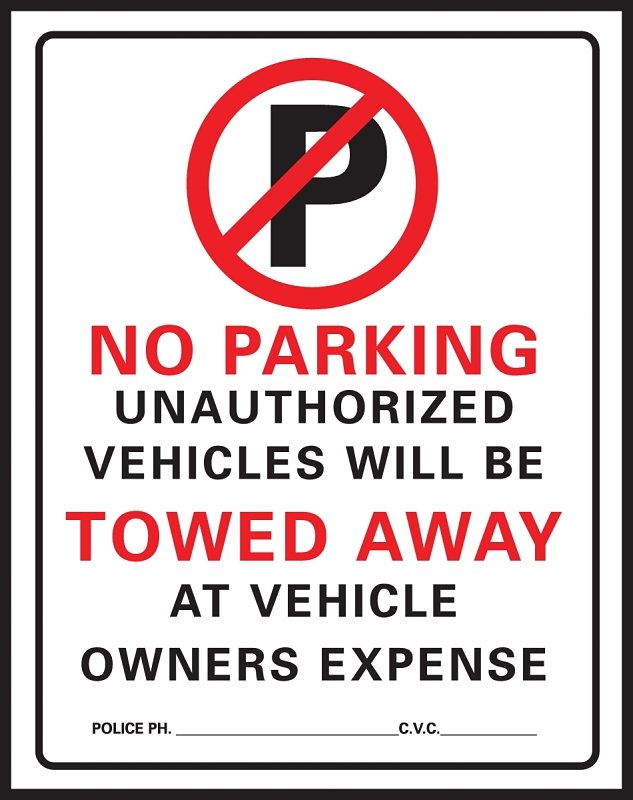 SIGN NO PARKING 15X19IN PLASTC