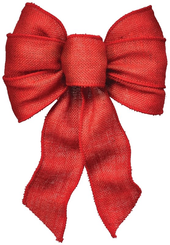 BOW 7 LOOP WIRED RED BURLAP   