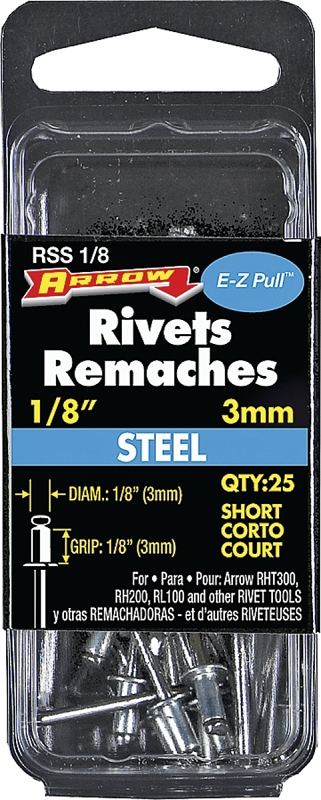 RIVET SHORT STEEL 1/8X1/8IN   