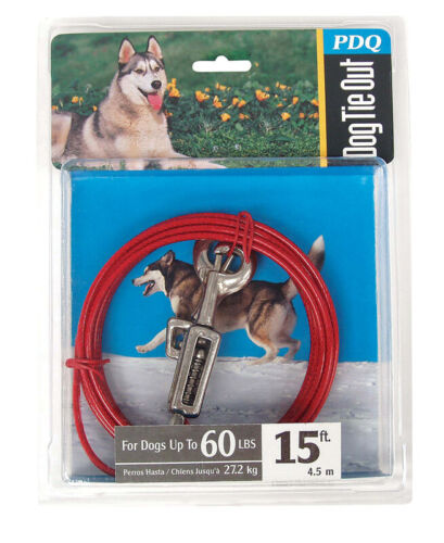TIE OUT DOG LARGE 15FT PDQ    