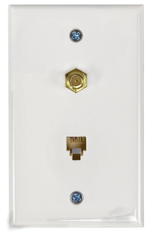 WALL JACK PHONE/COAX FLUSH WHT