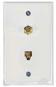 WALL JACK PHONE/COAX FLUSH WHT