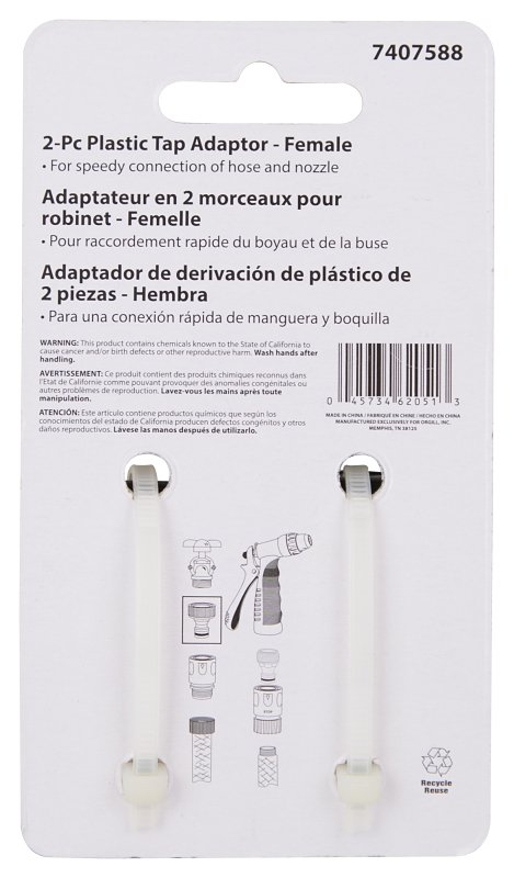 ADAPTER TAP PLSTC FEM 3/4IN   