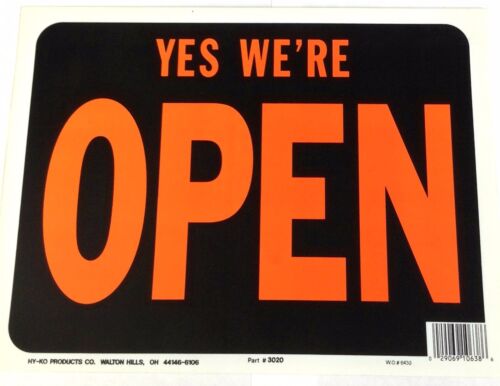 SIGN YES WE ARE OPEN PLASTIC  