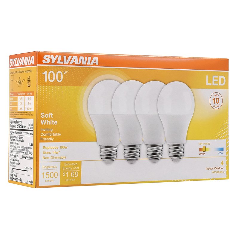 BULB LED A19 FRST 27K 4PK 100W