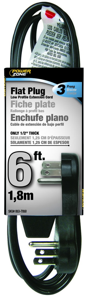 CORD FLAT EXT BLACK 3OUT 6'   