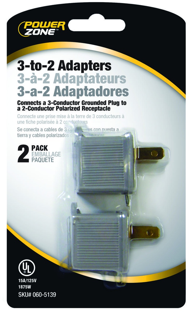 ADAPTERS 2PK 3 TO 2 GREY      