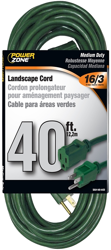 CORD EXT OUTDOOR 16/3X40FT GRN