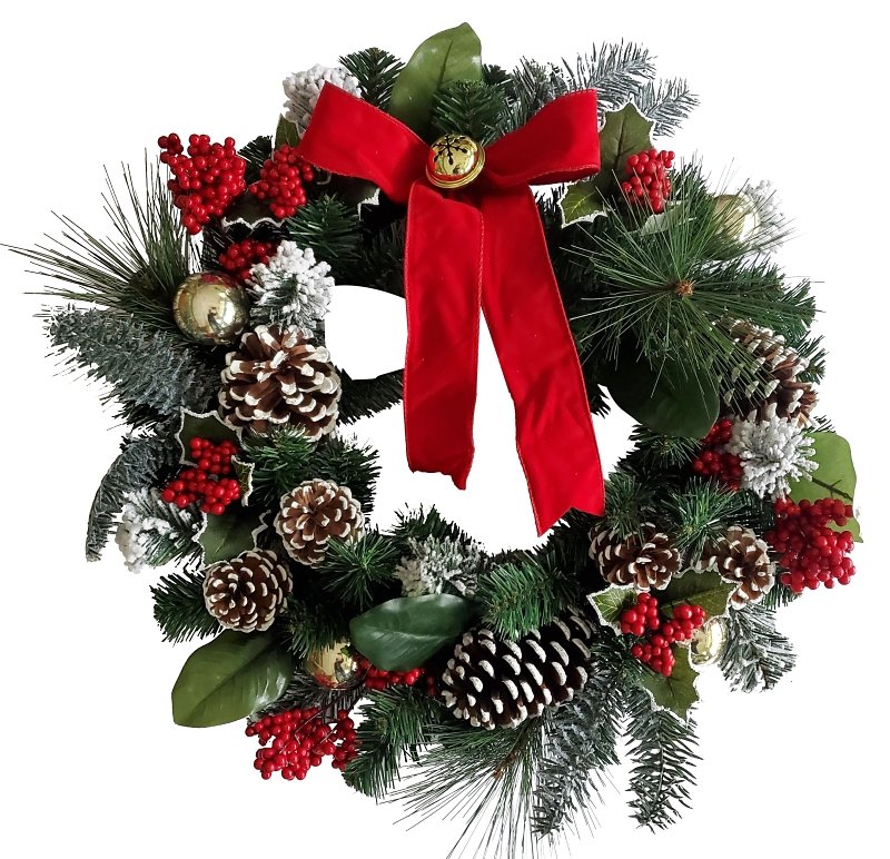 Traditional Holiday Wreath 22 Inch Diameter
