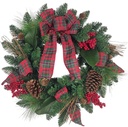 22-Inch Decorative Twig Wreath with Berries and Bows