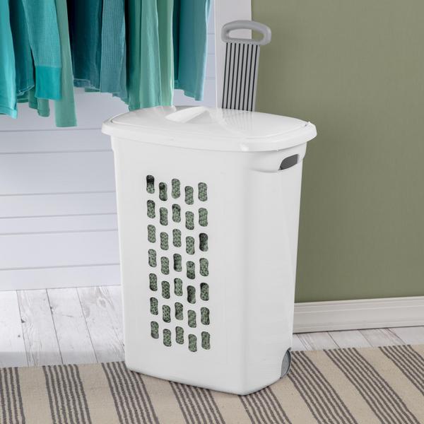 HAMPER LAUNDRY WHEELED WHITE  