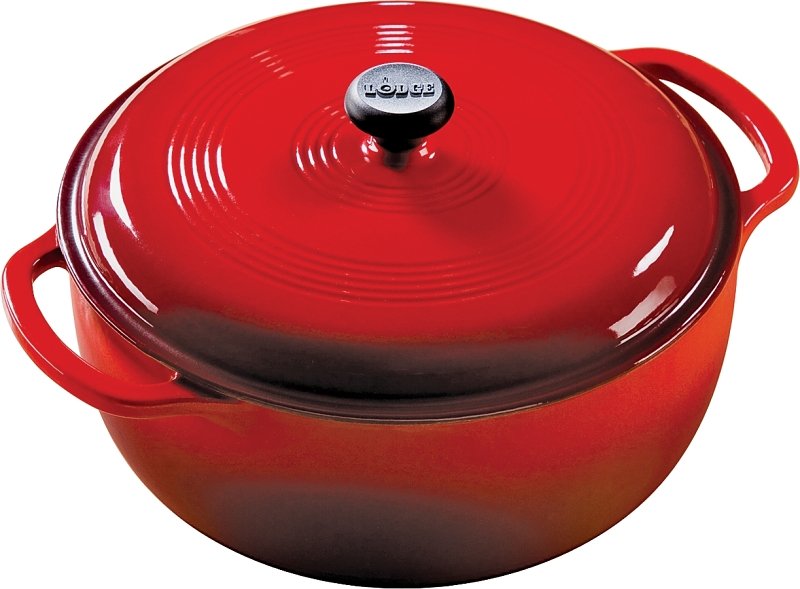 [4692901] DUTCH OVEN CAST IRON RED 6 QT 