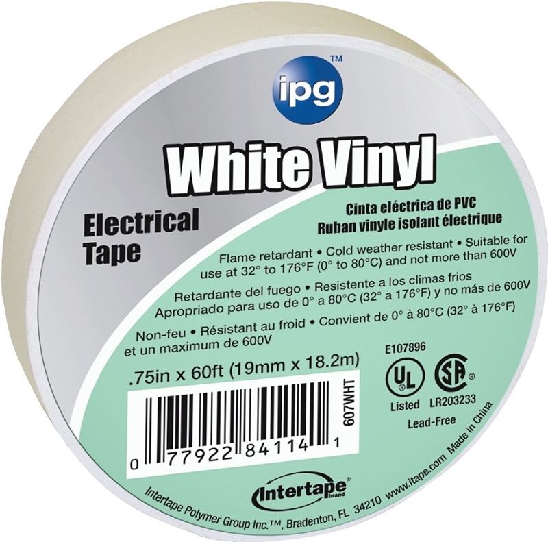 3/4X60FT WHITE VINYL ELEC TAPE