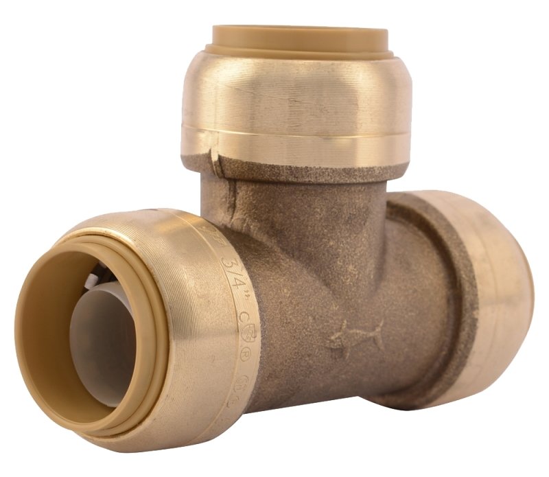 3/4" Push Fit Brass Tee Fitting DZR